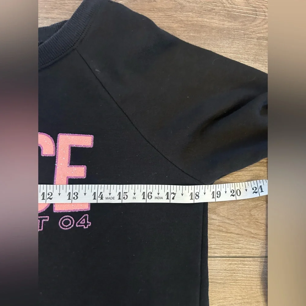 Justice Pink Glitter Logo Sweatshirt Girls L 12/14 Black